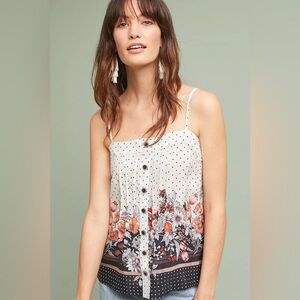 NWT Maeve Anthropologie Capitola 100% Silk Button Down Cami Top Shirt